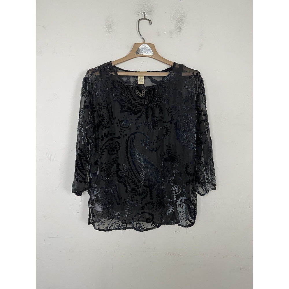 Choices Womens Shirt Small Black Velvet Burnout Fairy Gothic Evening Whimsigoth